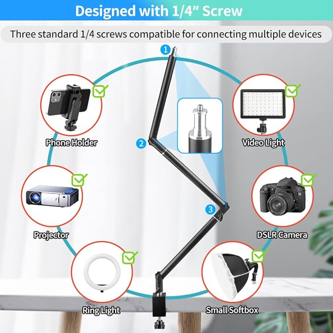 Heavy Duty Overhead Camera Desk Mount Stand 14.5"-41" - Image 5