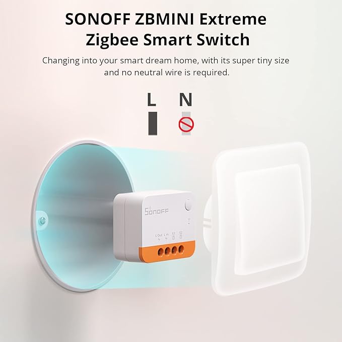 SONOFF Zigbee Smart Switch, No Neutral Conductor Required, Compatible - Image 2