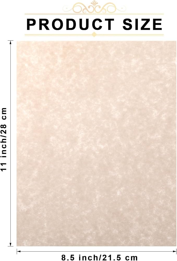 Epakh 200 Sheets Old Age Parchment Paper 8.5 x 11 Inch Standard Letter Vintage Colored Old Parchment Semblance Double Side Printing Paper(Dark Beige)