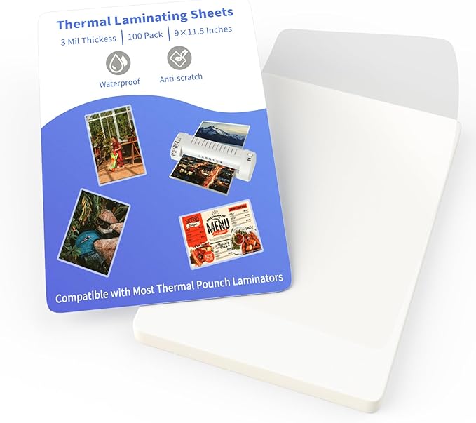 Thermal Laminating Pouches, FungLam Clear Laminating Sheets, 3 Mil Thickness Thermal Laminating Sheets, 8.9×11.4 Inch Laminator Sheets for Laminators, Clear Plastic Letter Size Sheets,100 Pack.