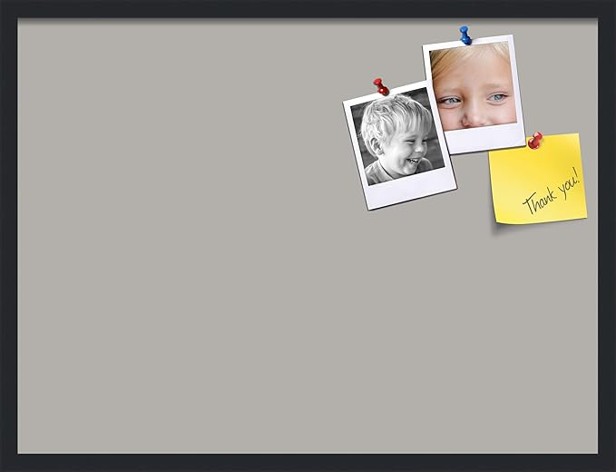 PinPix 32x24 Inch Cork Bulletin Board. This Decorative Framed Pin Board Comes with Dark Stone Design and a Satin Black Frame. Ideal for Home Office Decor or Message Board (PinPix-1808)