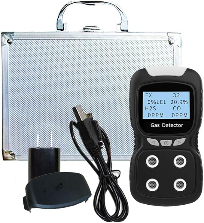 Portable Gas Detector, Gas Clip 4 Gas Monitor Meter Tester Analyzer, - Image 4