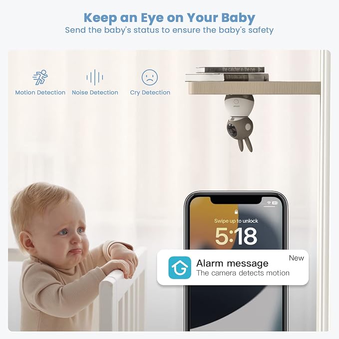 ieGeek Baby Monitor with 2K HD Resolution, Pan-Tilt-Zoom Video Baby Monitor - Image 5