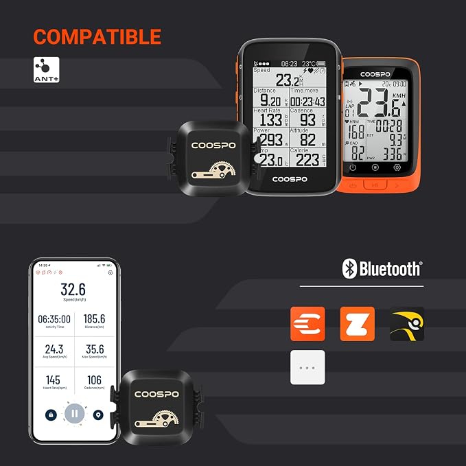 COOSPO Cadence & Speed Sensor for Cycling, Wireless Bluetooth & ANT+ Bike RPM - Image 2