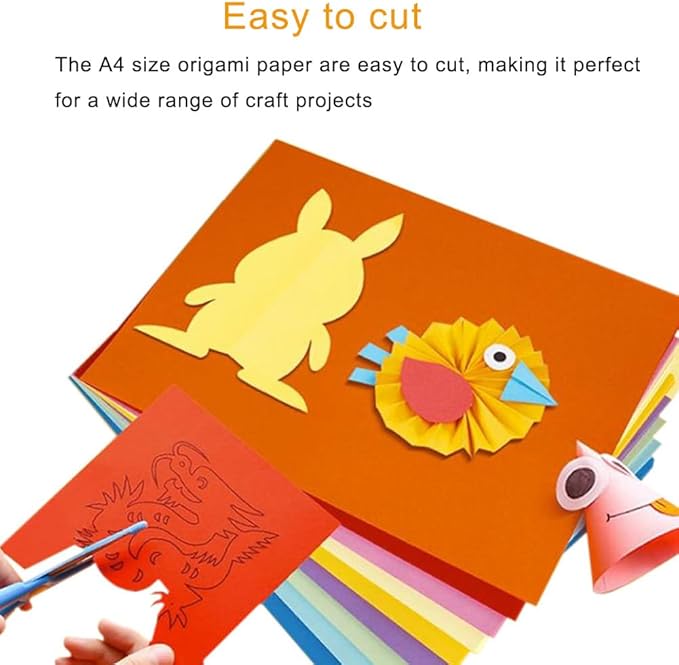 A4 Origami Paper Lake Blue 100 Sheets, 8.27×11.7 inch Double Sided Color Easy Fold Big Origami Paper A4 Colored Copy Papers Thin 70gsm for Beginners, DIY handwork Art and Craft Projects (210 x 297 mm)