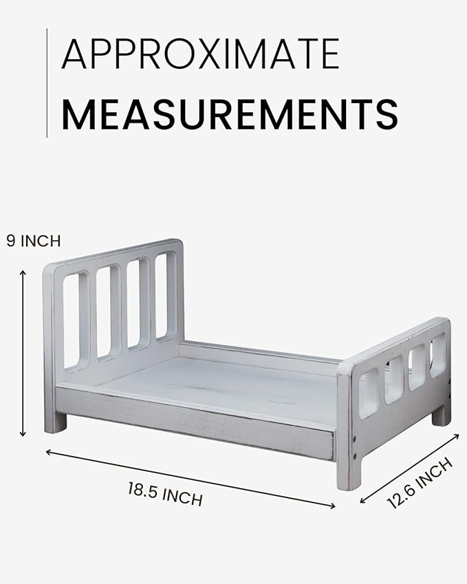 Newborn Photography Props Bed Prop White – Mini Wooden Baby Photography Bed - Image 2