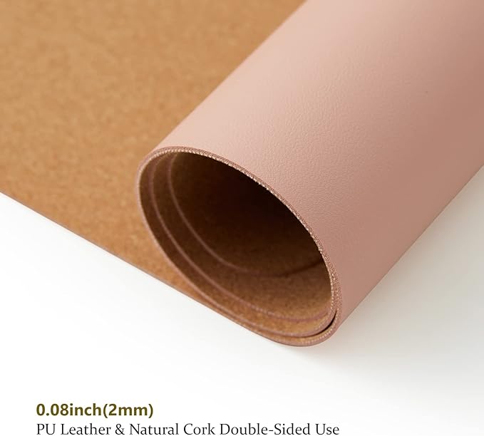 Large Cork Desk Mat - 47.2"x 17" Desk Pad for Office and Home - Ideal for Large Mouse Pad and Desk Mats on Top of Desks(Pink)