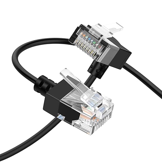 Cat6A Ethernet Cable 90 Degree Downward Angled 3.3FT, Flexible Slim & Ultra by Thzzhnno