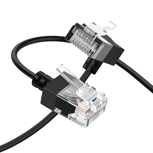 Cat6A Ethernet Cable 90 Degree Downward Angled 3.3FT, Flexible Slim & Ultra by Thzzhnno