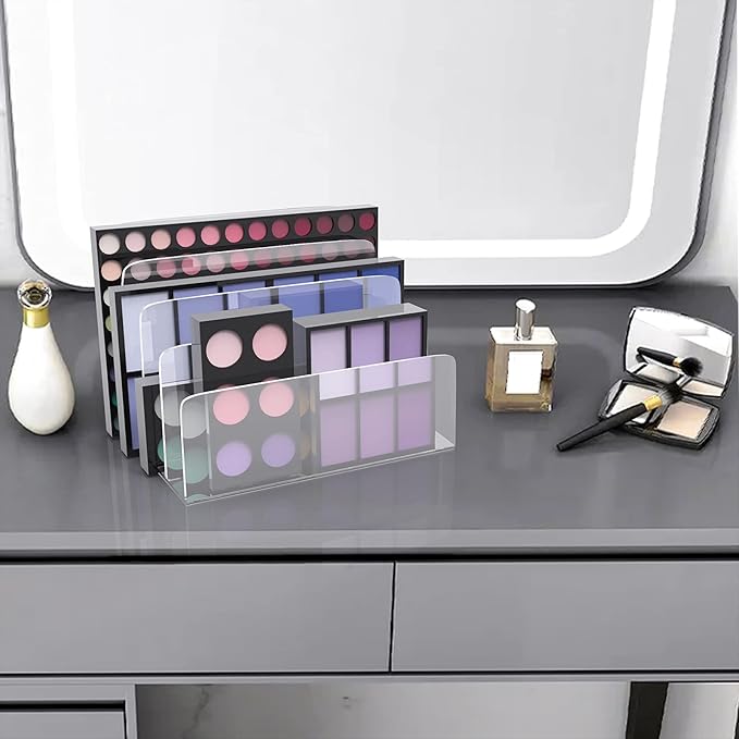 2PCS Clear Acrylic File Organizer, 4 Sections Acrylic Desk Organizer File Holder Sorter for Desk