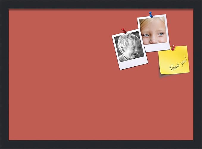 PinPix 21x15 Inch Cork Bulletin Board. This Decorative Framed Pin Board Comes with Crimson Pastel Design and a Satin Black Frame. Ideal for Home Office Decor or Message Board (PinPix-1807)