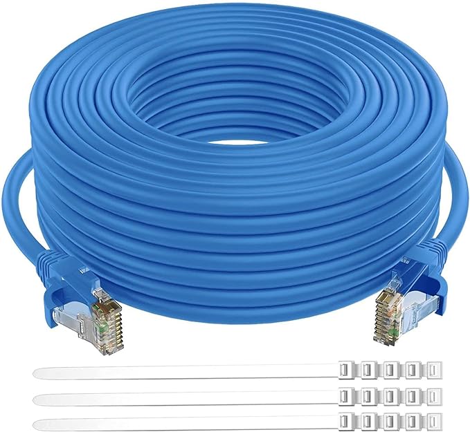 Adoreen Cat 6 Ethernet Cable 50 Ft-Blue, Outdoor & Indoor Snagless Long Round by Adoreen