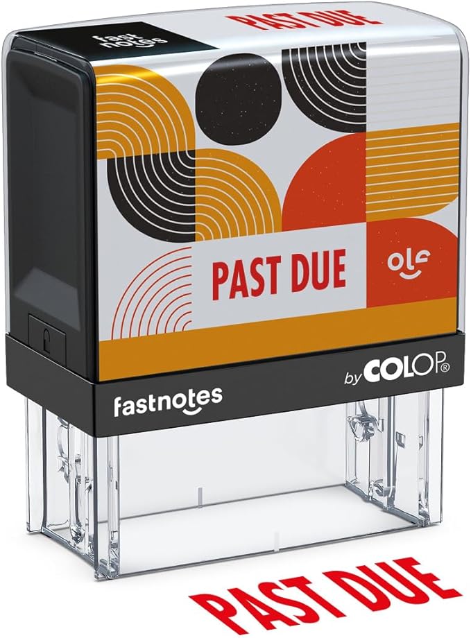 Fastnotes Past Due Self-Inking Rubber Stamp by COLOP - Great for Office Documents, Notary, Warehouse, Accounting Paperwork, Business, and Legal Documentation - Red Ink (Past Due- Red)