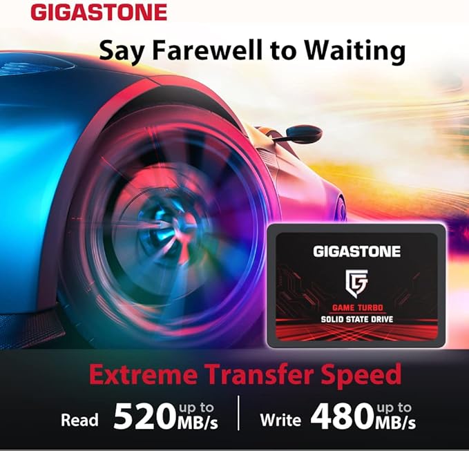 Gigastone SATA SSD 256GB 2.5 inch SSD 520MB/s Upgrade Laptop PC Memory and Storage PS4 HDD Replacement 2.5" Internal Solid State Hard Drives SATA III SLC Cache 3D NAND Game Turbo Performance