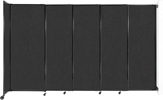 Wall-Mounted Sliding StraightWall Room Divider | Adjustable Widths | Locking Wheels | Room Separator | Up to 11'3" Wide x 6'10" Tall Black Fabric Panels