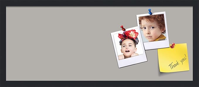 PinPix 30x12 Inch Cork Bulletin Board. This Decorative Framed Pin Board Comes with Dark Stone Design and a Satin Black Frame. Ideal for Home Office Decor or Message Board (PinPix-1808)