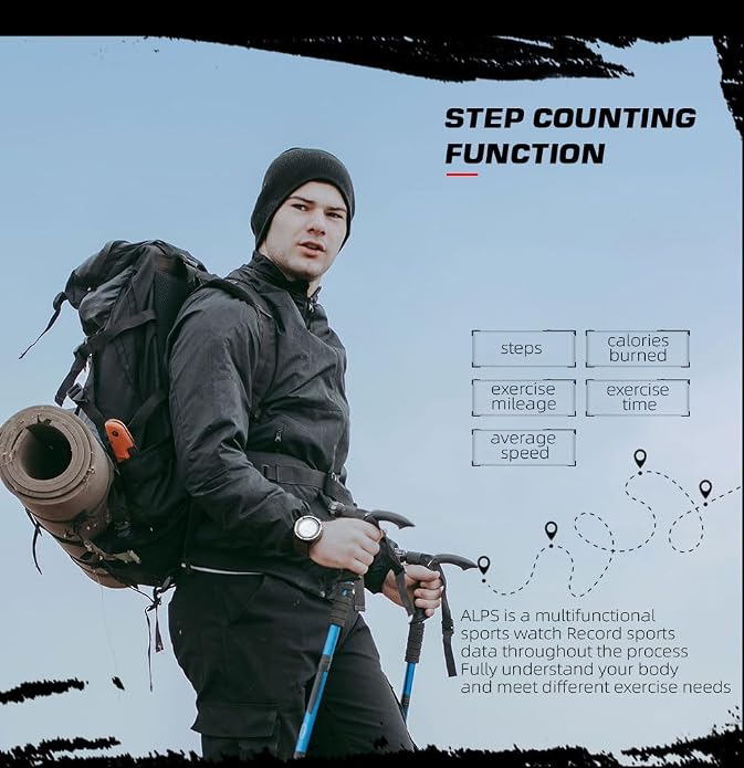 NORTH EDGE ALPS Tactical Outdoor Digital Sports Watch, 50M Waterproof, Calorie - Image 4