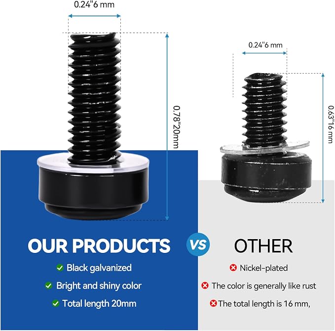 60-Pack M6 x 20mm Rack Mount Screws and Cage Nuts - Image 3