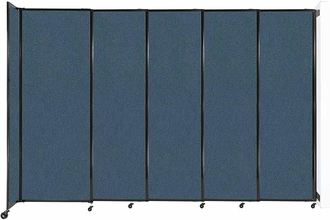Wall-Mounted Sliding StraightWall Room Divider | Adjustable Widths | Locking Wheels | Room Separator | Up to 11'3" Wide x 7'6" Tall Caribbean Fabric Panels