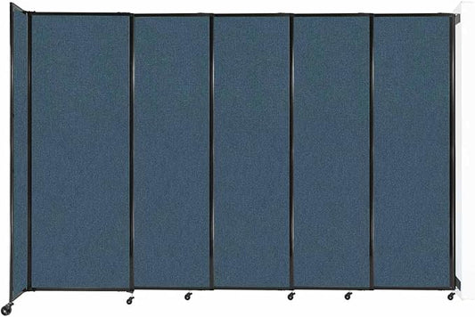 Wall-Mounted Sliding StraightWall Room Divider | Adjustable Widths | Locking Wheels | Room Separator | Up to 11'3" Wide x 7'6" Tall Caribbean Fabric Panels