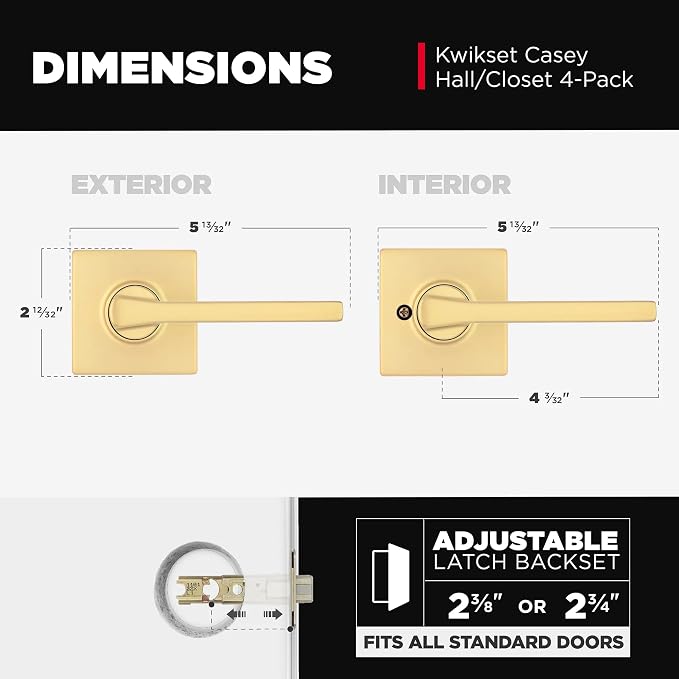 Kwikset Casey Interior Square Passage Door Handle, Lever - Image 4