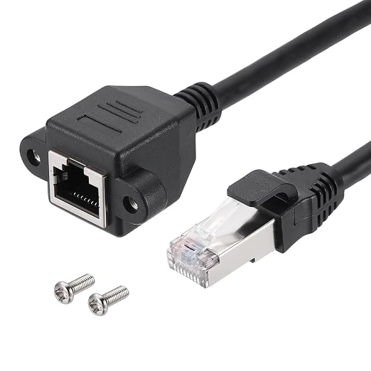MECCANIXITY Cat6 Ethernet Extension Cable, 2Ft RJ45 Male to Female Screw Panel by MECCANIXITY