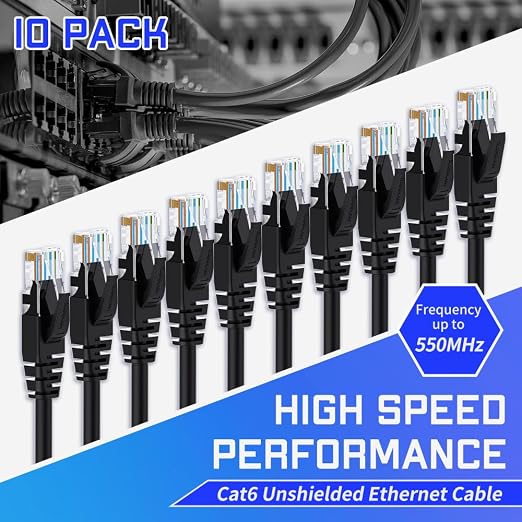 Cat6 Ethernet Cable 10 Feet 10 Pack Network RJ45 Cat6 Internet Patch Cable - Image 2