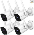 Septekon 2K Home Security Cameras, 4 Pack Wired WiFi Outdoor Security Cameras by Septekon