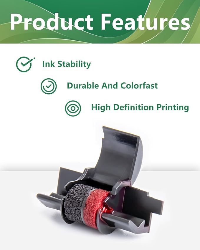 Calculator Ink Roller Printer Ribbon (10 Pack) IR40T IR-40T CP13 MP-12D PR-42 IR-40T, Black & Red Compatible with Casio HR-100TM HR-150TM HR-170RC, Sharp EL-1750V EL-1801V