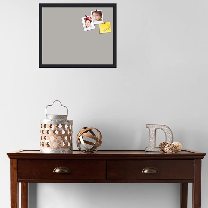 PinPix 21x17 Inch Cork Bulletin Board. This Decorative Framed Pin Board Comes with Dark Stone Design and a Satin Black Frame. Ideal for Home Office Decor or Message Board (PinPix-1808)