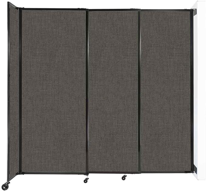 Wall-Mounted Sliding StraightWall Room Divider | Adjustable Widths | Locking Wheels | Room Separator | Up to 7'2" Wide x 6'10" Tall Mocha Fabric Panels