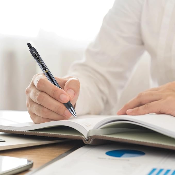 G2 Retractable Premium Gel Ink Roller Ball Pens Ultra Fine Point (.38mm) Black Ink 9 pack; Refillable & Premium Comfort Grip Bundle with Plastic Reusable Pouch