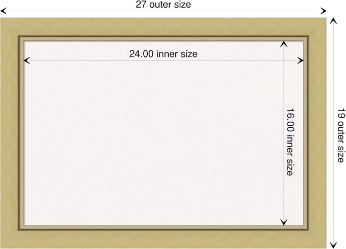 Amanti Art White Cork Board for Wall, 19x27 Vision Board with Gold Frame, Medium Corkboard Office Decor for Home Organization, Casual Corkboard Pinboard to display items for home organization