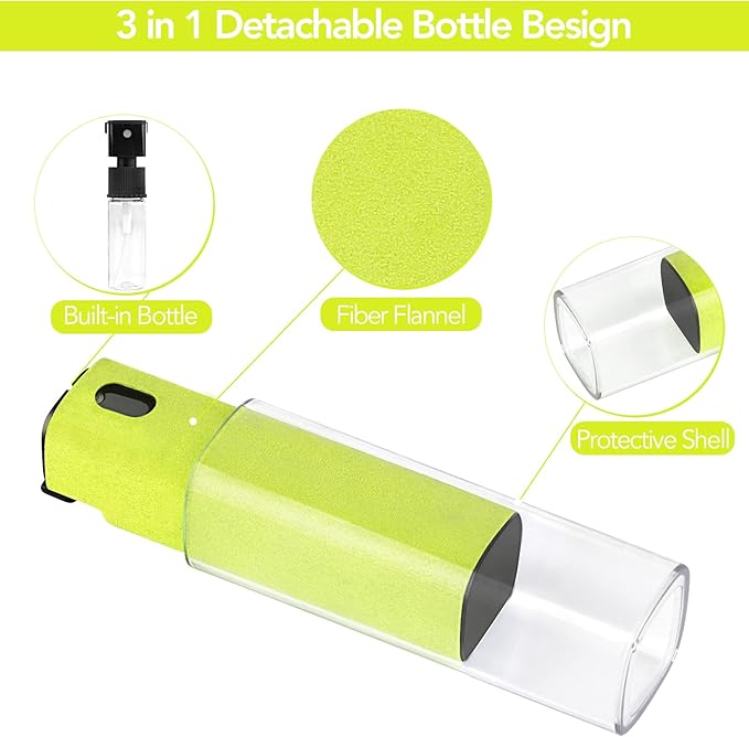 2 Pcs Fingerprint Proof Screen Cleaner,3 in 1Touchscreen Mist Cleaner Spray Wipe Cleaner Fingerprint-Proof Soft Fiber Flannel,Safe for All Phones Glasses Tablet Laptop TV Watch Screens(Green)