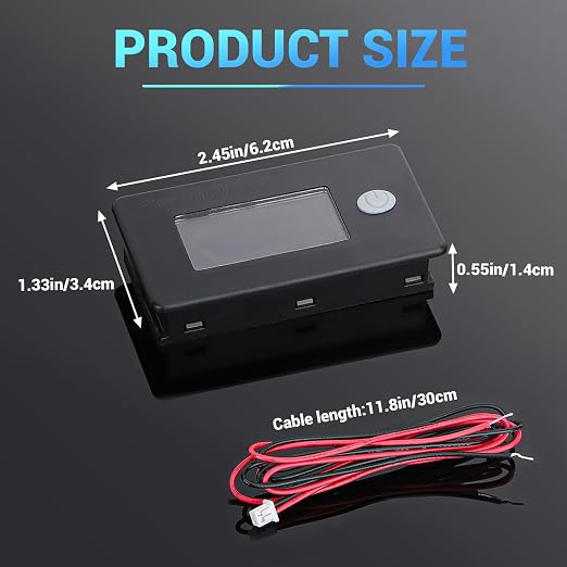 DROK 24V Battery Meter, 10-100V Voltage Battery Capacity Fahrenheit Temperature - Image 5