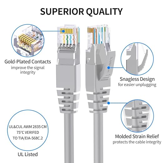 Cat 6 Ethernet Cable 6 ft Network RJ45 Unshielded Cat6 Patch Cable Internet - Image 3