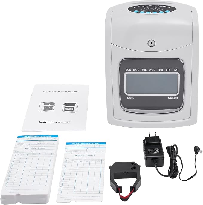 Time Clock Punch Card Employee Attendance Machine LCD Display Check- in Machine by YINZINR