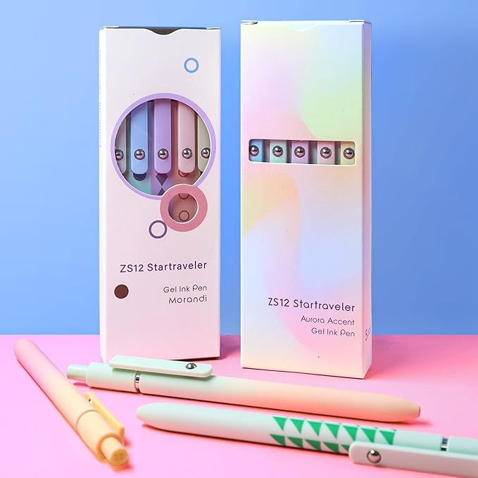 Gel Pens,10 Pcs Medium Point Smooth Writing Pens Cute Pens for Women, High-End Series 0.7mm Black Ink Pens for Journaling Note Taking, School Office Supplies (10 Pcs Gradient and Geometric)