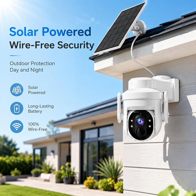 2K Solar Security Wireless Camera Outdoor, 2 Pack 2.4Ghz WiFi Battery Camera - Image 3