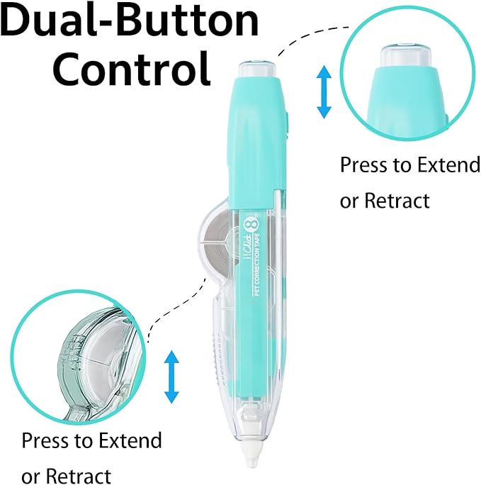 10 PCS Correction Tape Pens White-Out Applicator with Protective Cover, Smooth Ink Tape, Aesthetic Pen Design for School & Office Supplies (Retractable & Refillable)