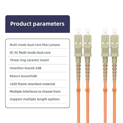 OM1 SC/UPC to SC/UPC Fiber Patch Cable 10M/32.8FT Multimode Duplex 62.5/125μm - Image 3