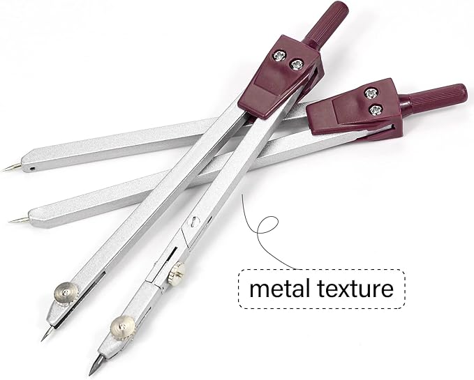 9Pcs Precision Geometry Set Metal Compass, Geometry Tool Tool Set with Shatterproof Storage Box, Circle Drafting Tool and Architecture, Drafting Kits for Engineers Students (Brown)