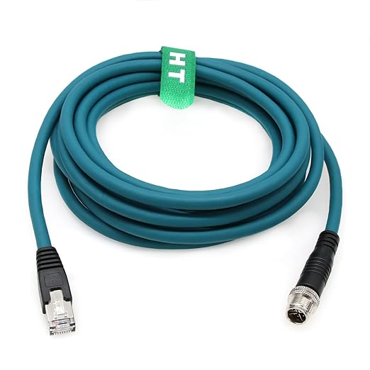 Ethernet 8 Pin X-Coded M12 RJ45 CAT-7e Cable by HangTonConnect
