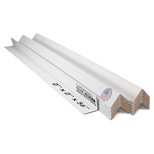 IDL Packaging 2” x 2” x 36” Cardboard Edge Protector (Pack of 20) - Corner Protectors for Shipping, Storage, & Moving – Reinforced Corner Guard Protection for Pallets, Wall Corners, & Furniture