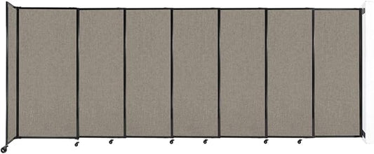 Wall-Mounted Sliding StraightWall Room Divider | Adjustable Widths | Locking Wheels | Room Separator | Up to 15'6" Wide x 6' Tall Warm Pebble Fabric Panels