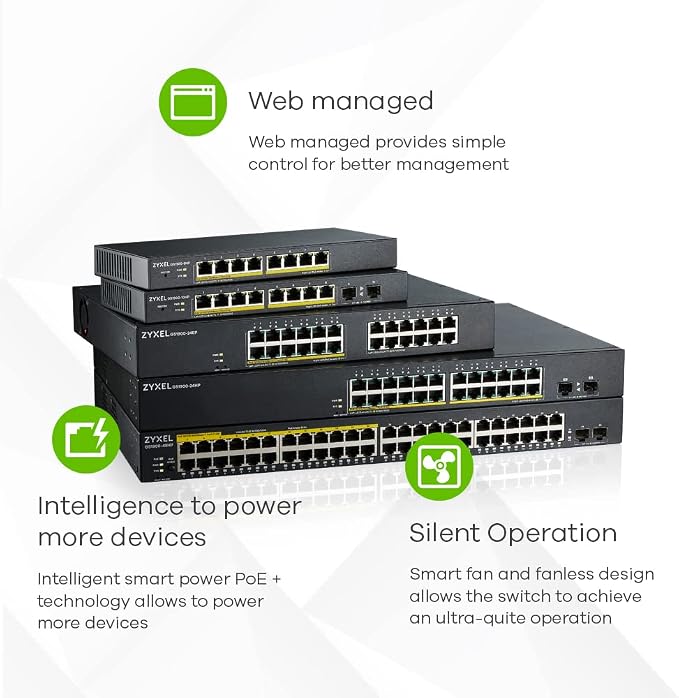 Zyxel 24-Port Gigabit Switch | Smart-Managed | Rack/Table & Fanless Mounting | - Image 4