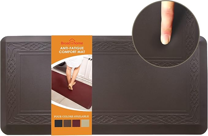 20x 42 Inch Extra Support Anti Fatigue Comfort Kitchen Mat, Waterproof Long Kitchen Runner, Non-Slip Standing Desk Mat, Commercial Pads for Offices, Home, Garages (Bordeaux Coffee, 20'' x 42'')