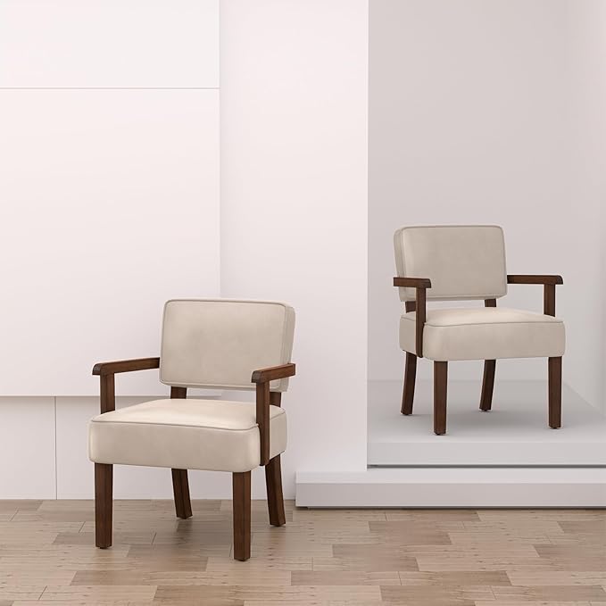 Accent Chair, PU Leather Chair for Living Room Oversized Armchair with Soft Seat and Armrests for Bedroom Dinning Reading Waiting Room (One Chair)