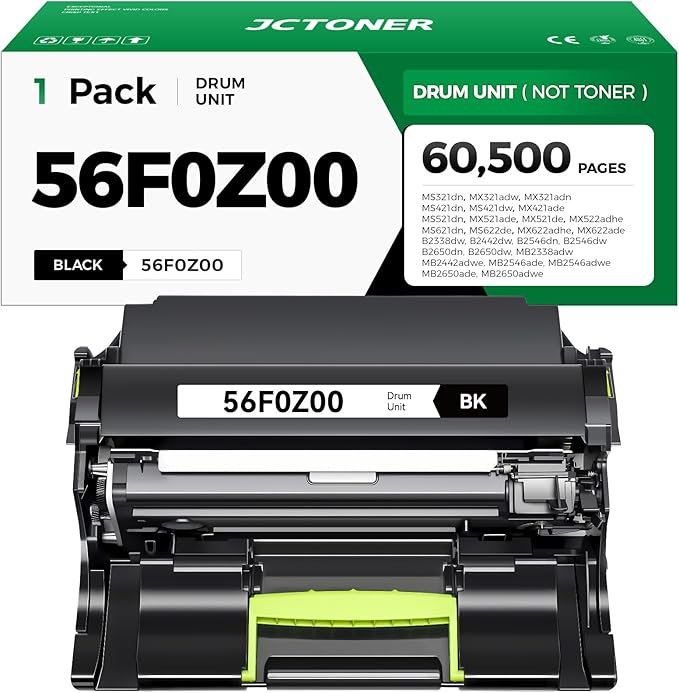 56F0Z00 Imaging Unit Replacement for 56F0Z00 Drum Unit Compatible with Lexmark MS321 MS421 MS521 MS621 MX521 MX522 MX622 MS622 MX321 MX421 B2338 B2442 B2546 B2650 MB2338 MB2442 MB2546 MB2650 Printer