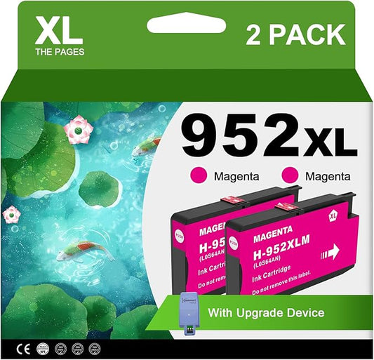 952XL Magenta Ink Cartridges with Upgrade Device Replacement for HP 952XL 952 XL for HP Officejet Pro 7740 8720 8710 8210 8715 8740 8702 8730 8725 Printers (952XL Magenta High-Yield 2 Packs)